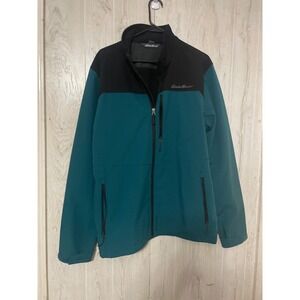 Eddie Bauer Men's Jacket Blue Green Black Large Long Sleeve Poly